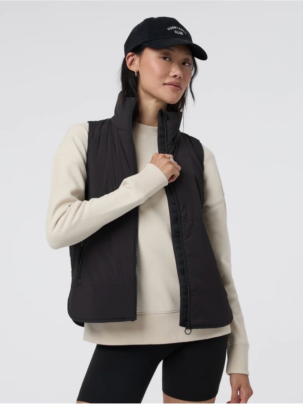 Vuori Black Quilted Puffer Vest with Stand Collar